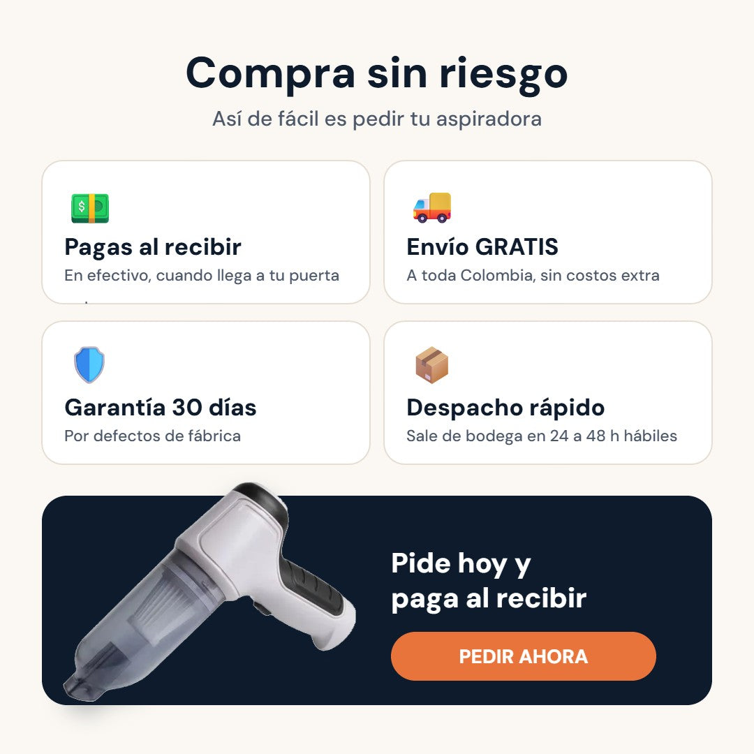 Pago contra entrega, envío gratis y garantía de 30 días